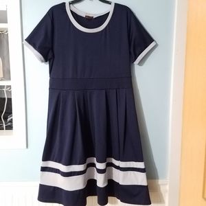 Navy & White Stripe Nautical Skater Dress XXL